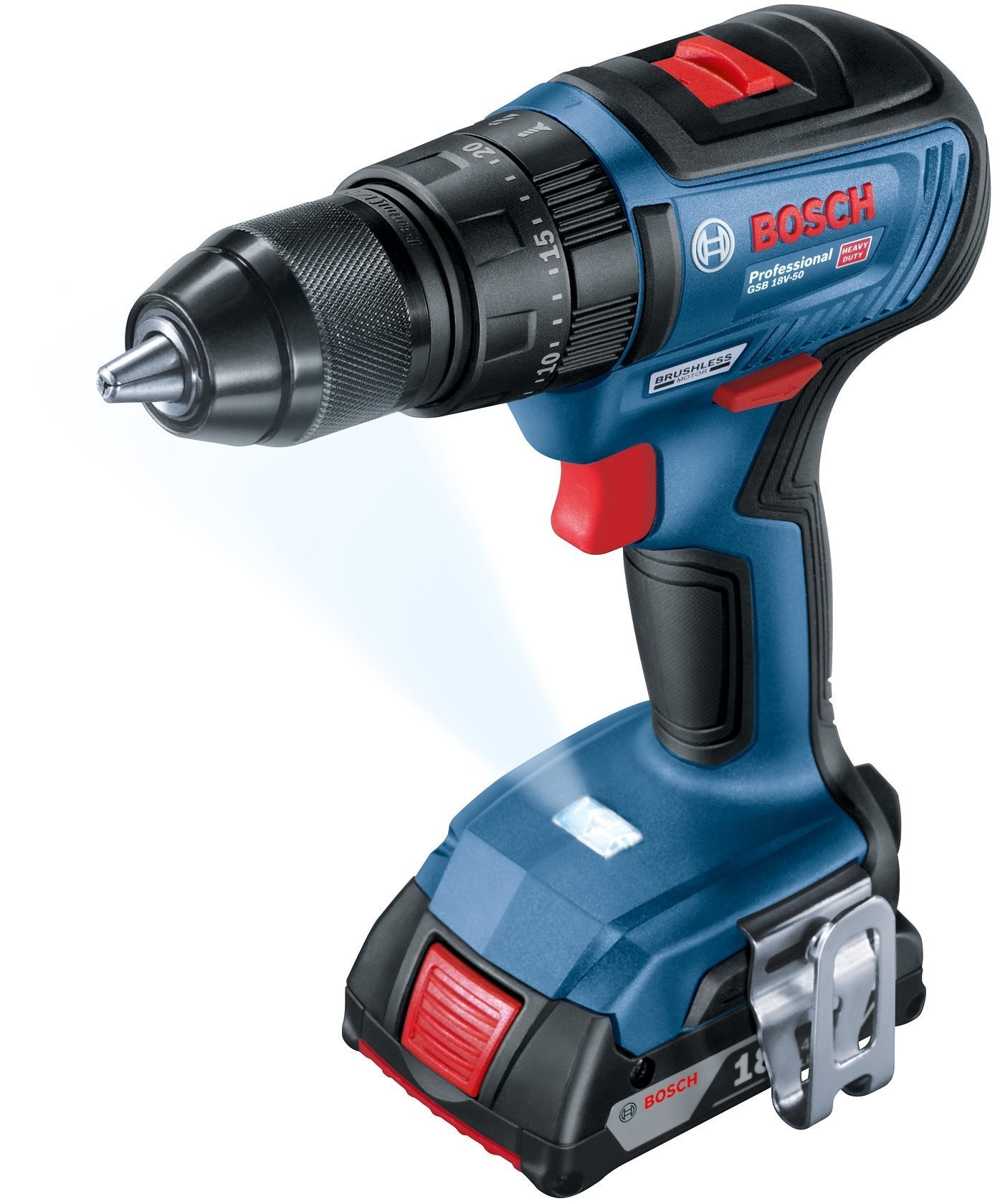 BOSCH GSB 18V-50 2x2.0 Ah + L-Case