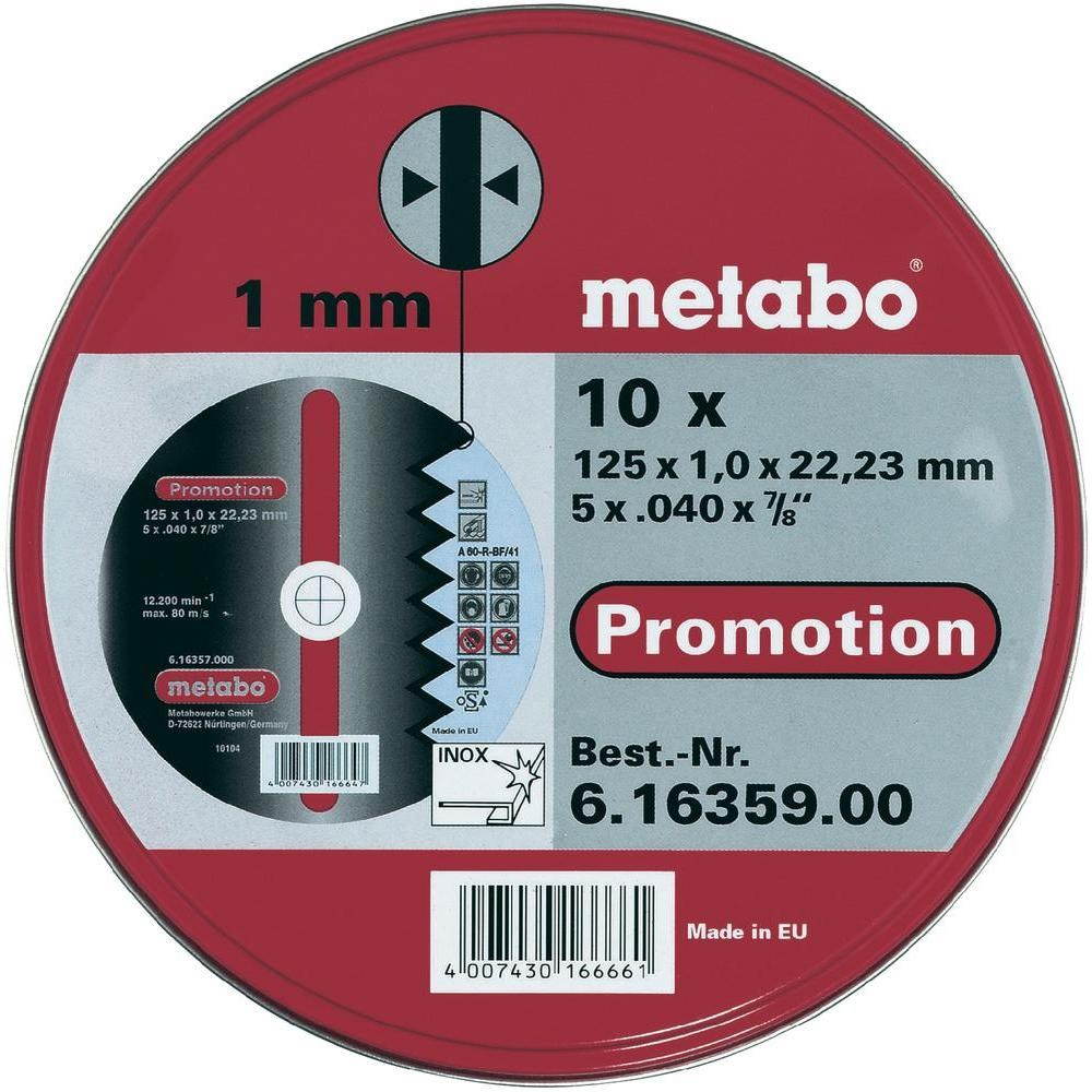 Metabo 10 darabos vágókorong készlet 125 x 1mm