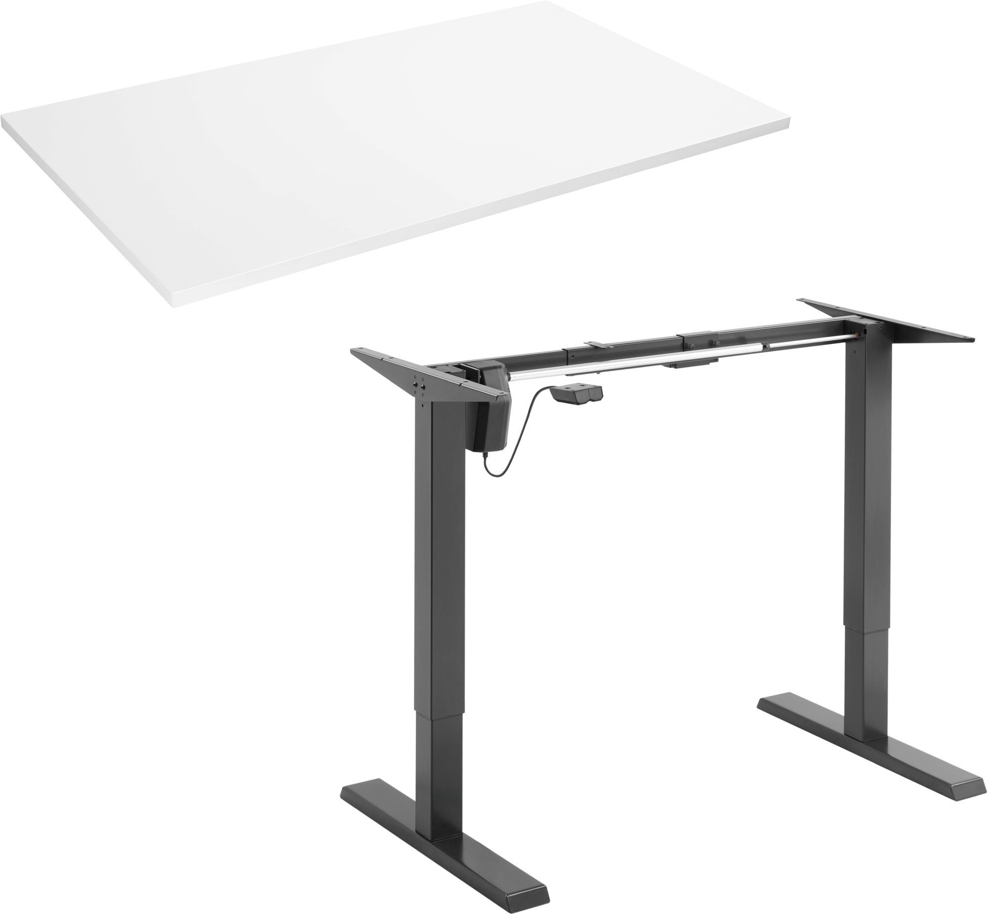 AlzaErgo Table ET2.1 fekete + lap TTE-01 140x80 cm fehér laminált