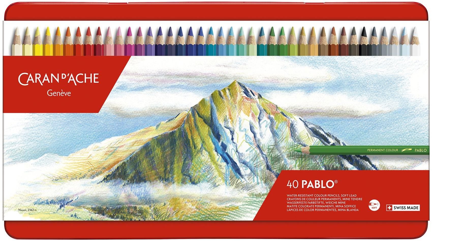 CARAN D'ACHE Pablo 40 barev v kovovém boxu