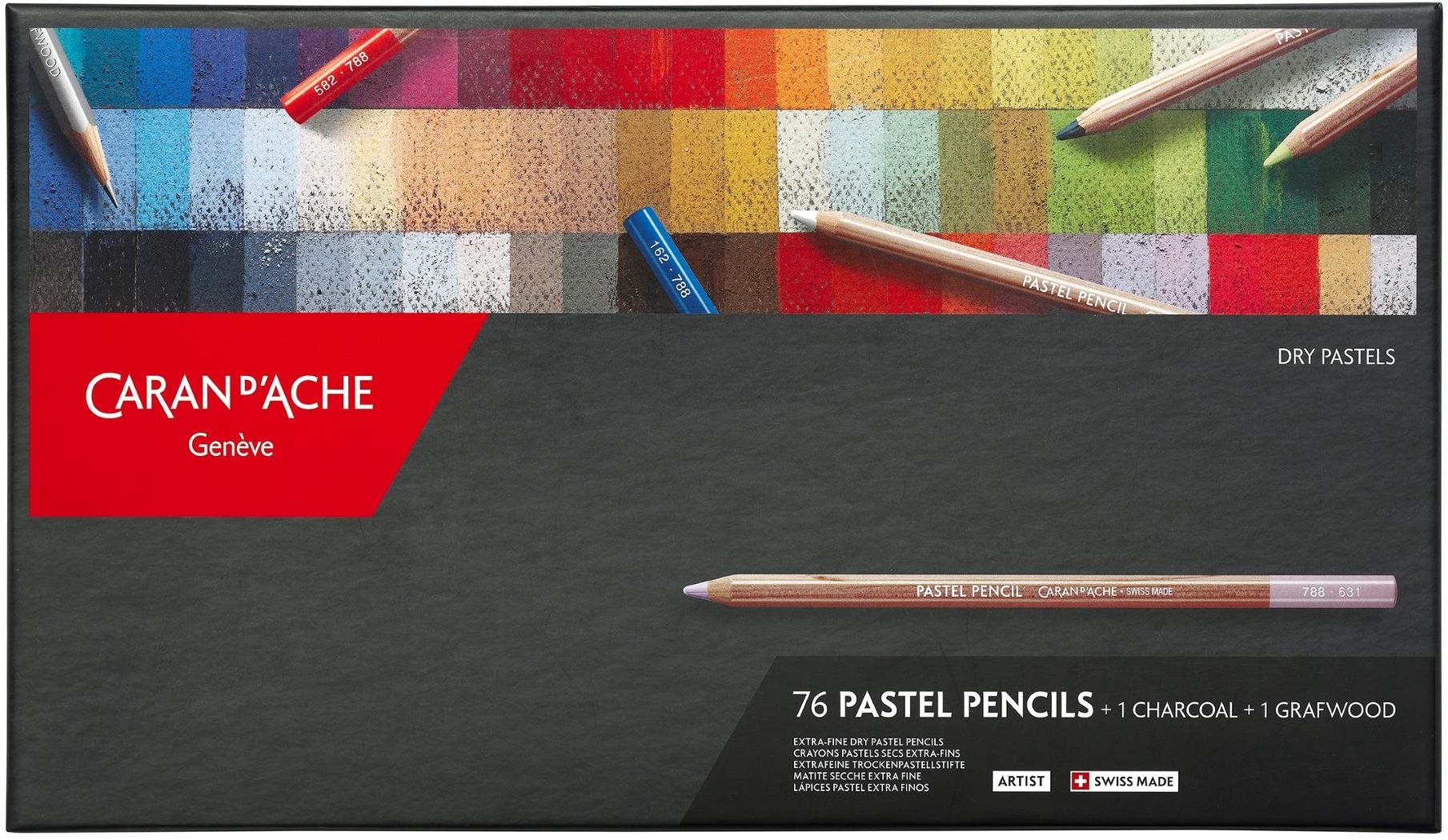 CARAN D'ACHE Umělecké pastely v tužce 76 barev + 2 grafitové tužky
