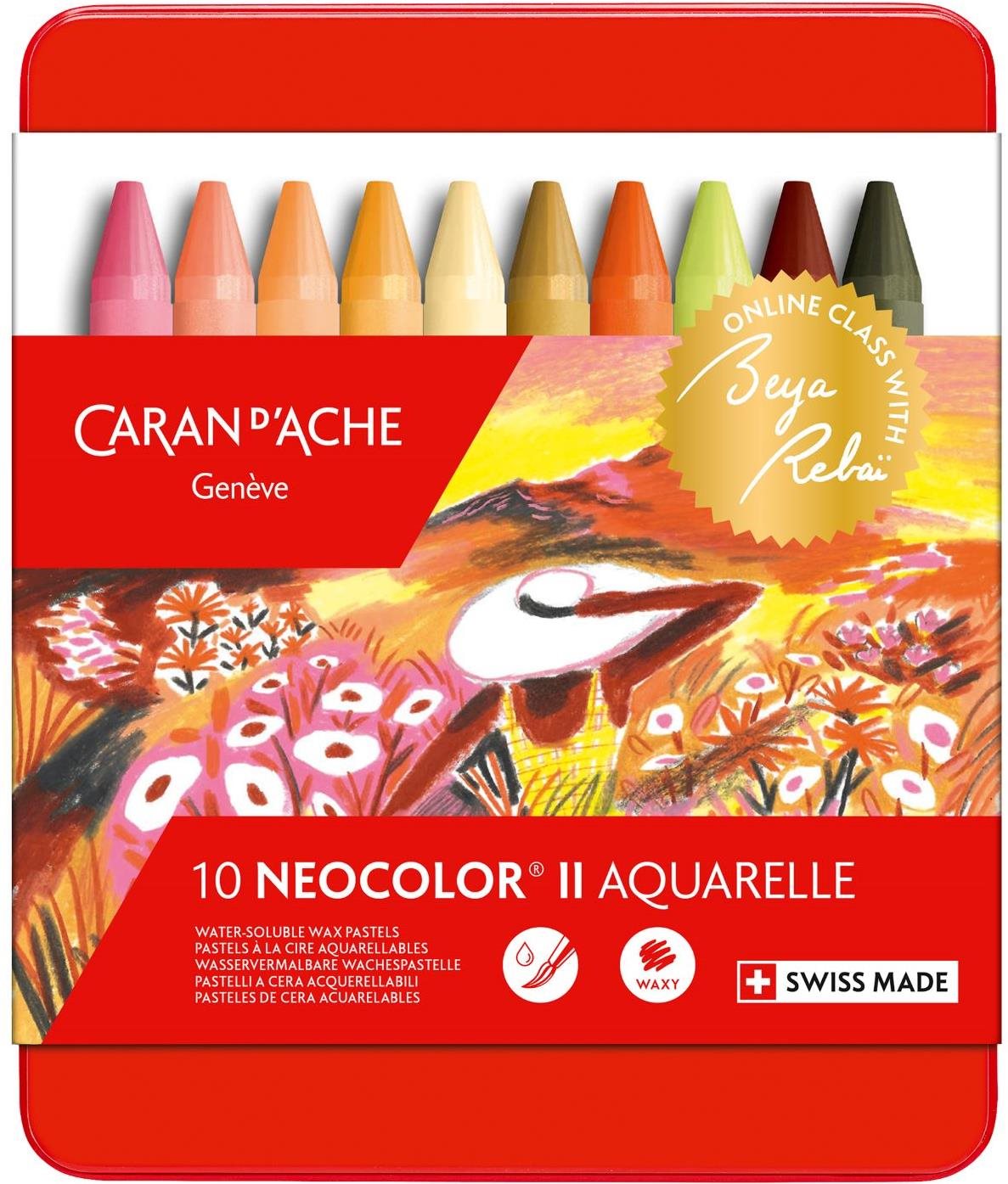 CARAN D'ACHE Neocolor II edice Beya Rebai 10 teplých barev v kovovém boxu