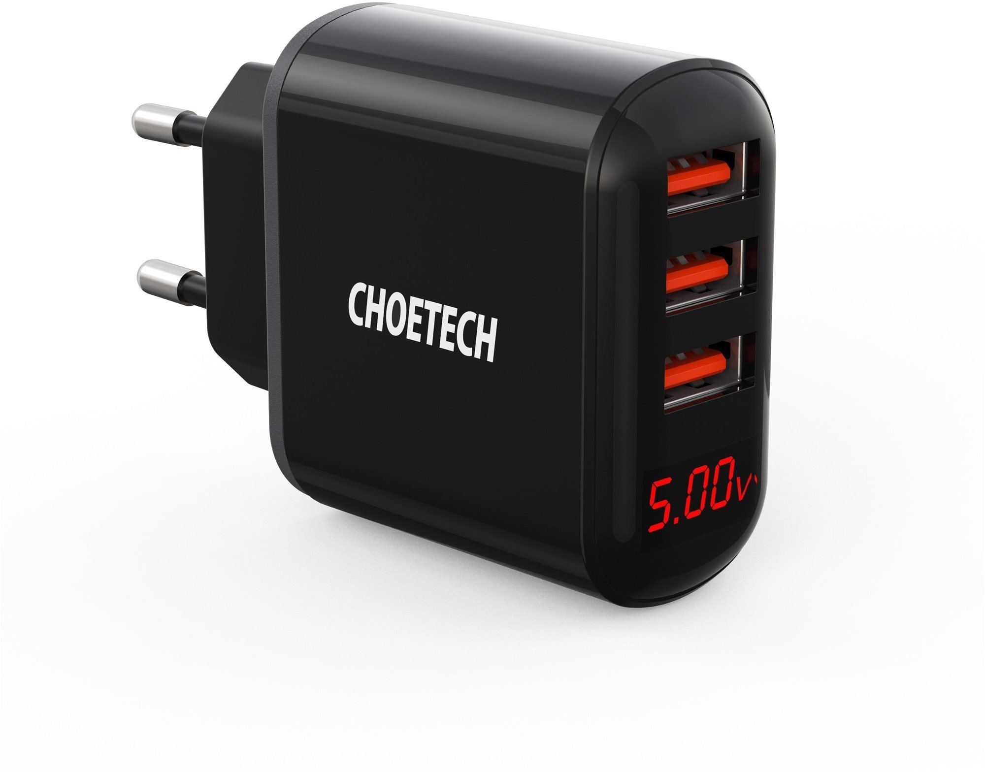Choetech 5V/3.4A 3x USB-A Digital Display Wall Charger