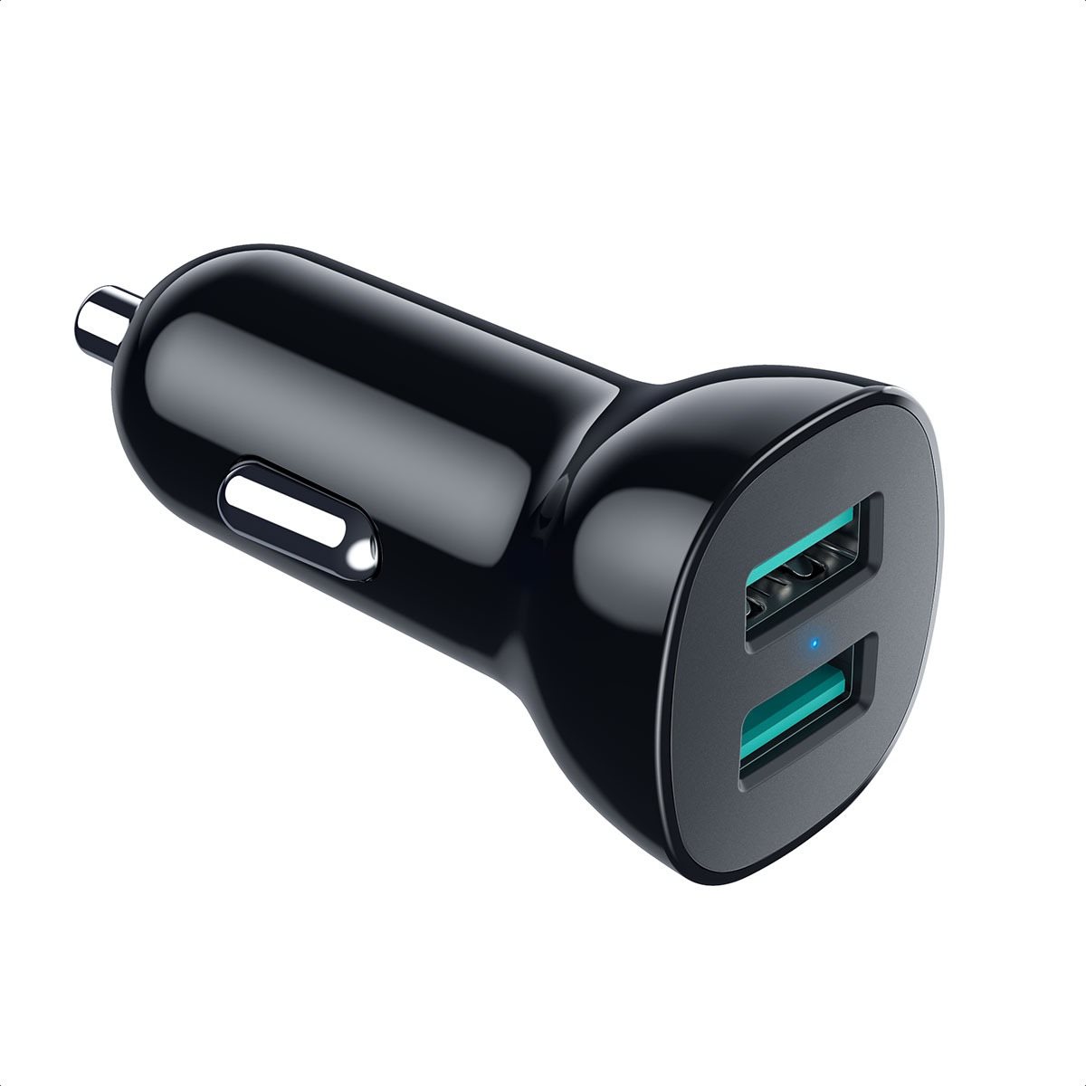 Autós töltő ChoeTech Quick 2x QC3.0 USB-A Car Charger Black