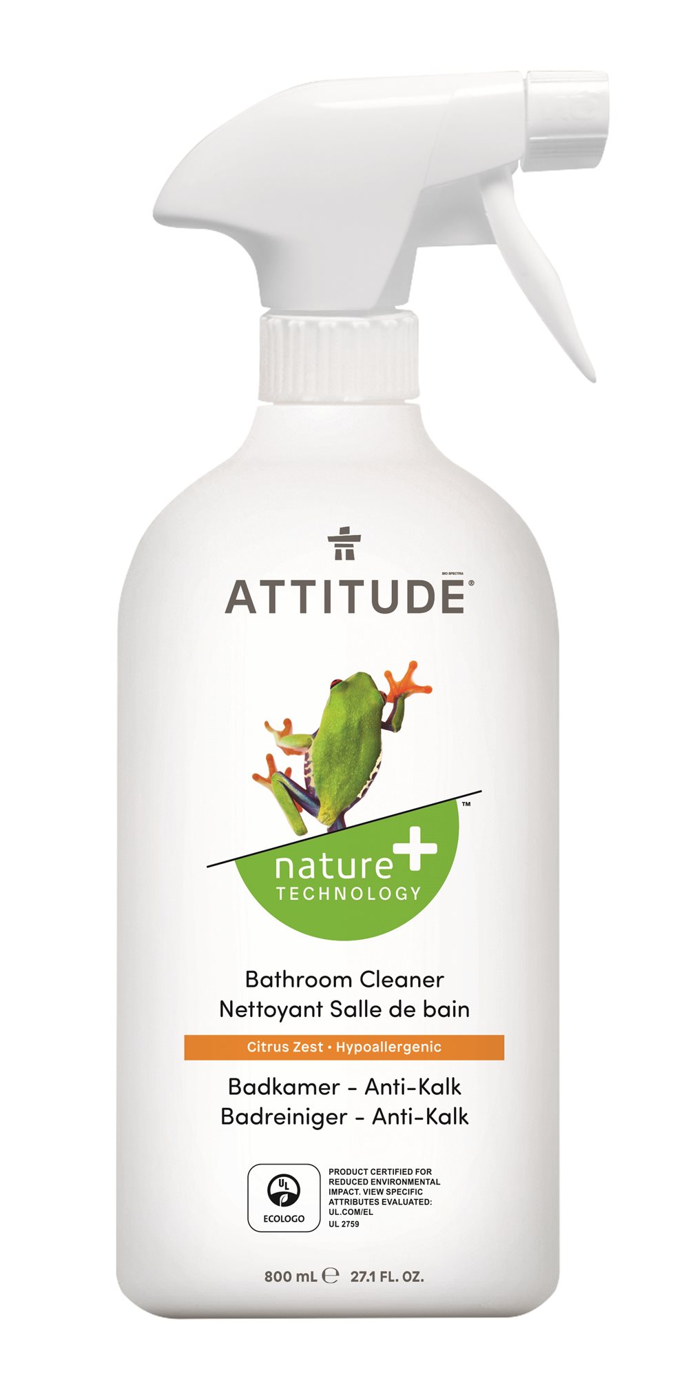 ATTITUDE fürdőszoba tisztítószer spray citromhéj illattal, 800ml