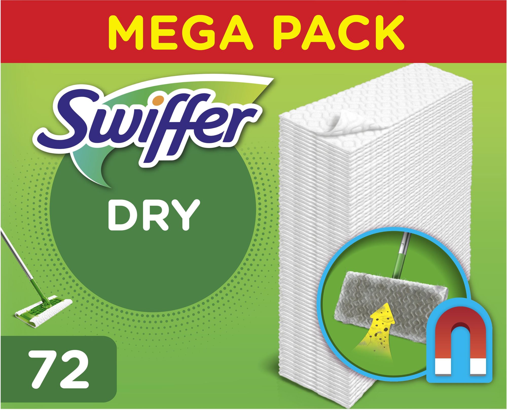 Felmosó fej SWIFFER Sweeper Dry tisztítókendő 72 db