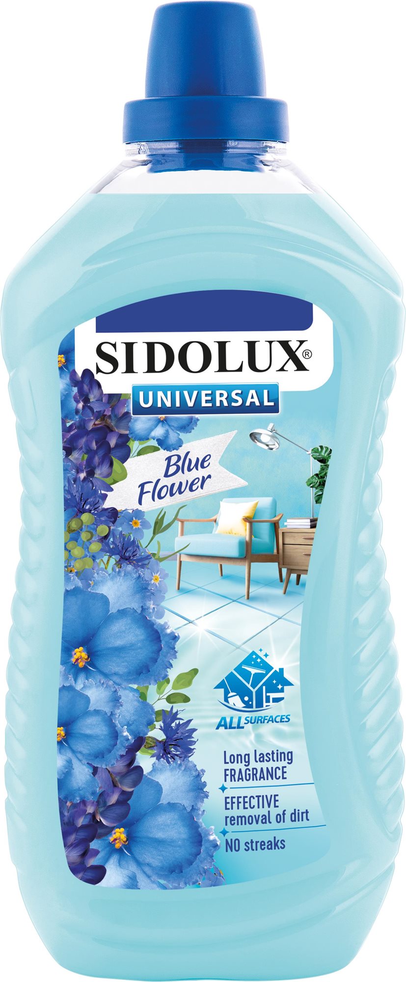 Padlótisztító SIDOLUX Universal Soda Power Blue Flower 1 l