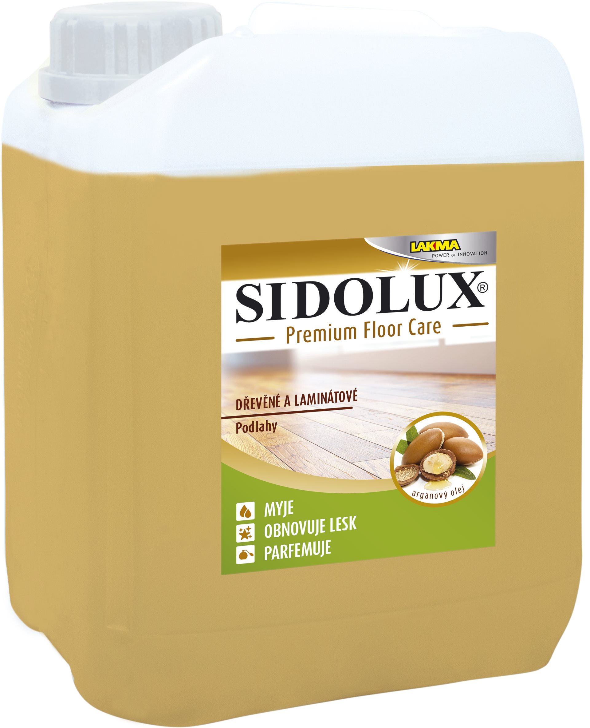 Padlótisztító SIDOLUX Premium Floor Care argánolajjal, fára és laminált padlóra, 5 l