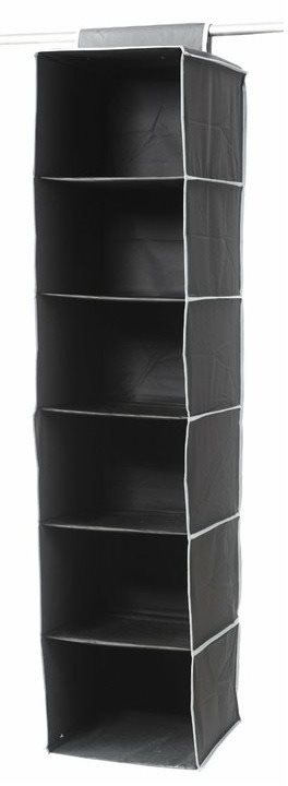 Compactor akasztós ruhaszervező 30 x 30 x 128 cm - 6 polc, fekete szín