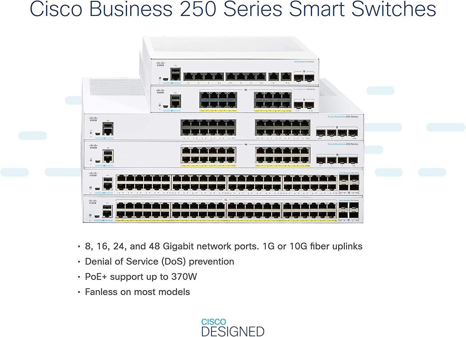 CISCO CBS250 Smart 8-port GE, Desktop, Ext PSU