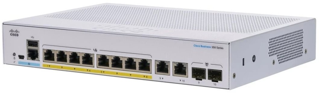 CISCO CBS350 Managed 8-port GE, Full PoE, Ext PS, 2x1G Combo