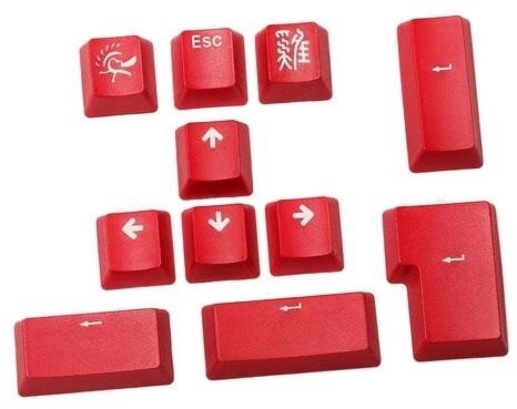 Ducky PBT Double-Shot Keycap Set, piros, 11 billentyű