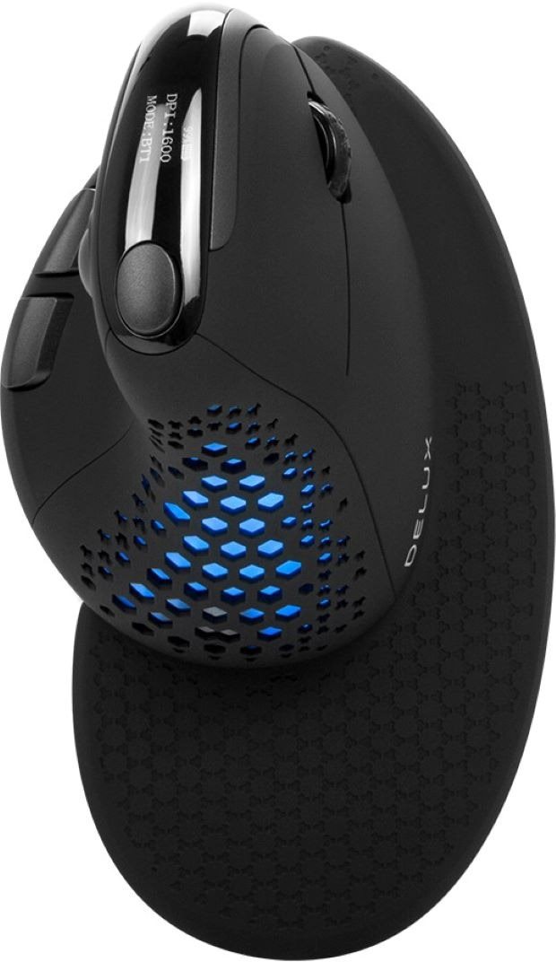 DELUX M618XSD Rechargeable RGB Vertical mouse, fekete