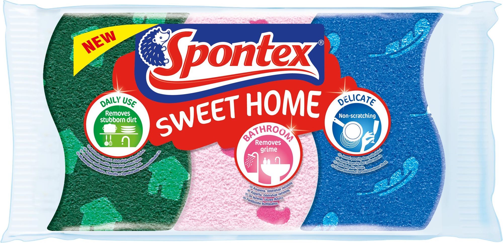 SPONTEX Sweet Home viszkóz szivacs 3 db
