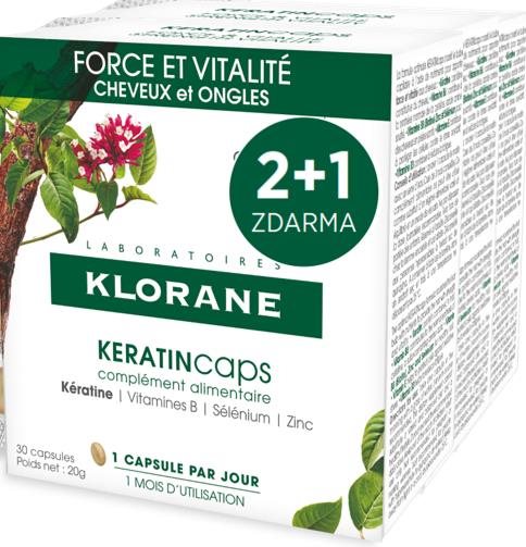 Étrend-kiegészítő KLORANE KeratinCaps - Erő és vitalitás, haj és köröm, étrend-kiegészítő 3 × 30 kapszula