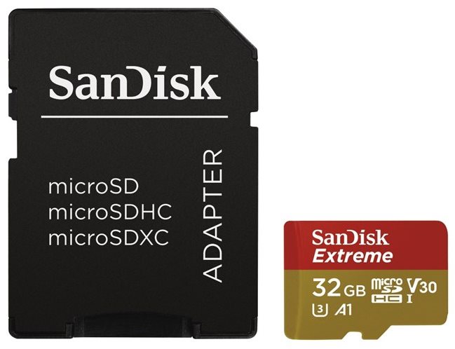 SanDisk MicroSDHC 32 GB Extreme A1 Class 10 UHS-I (V30) + SD adapter