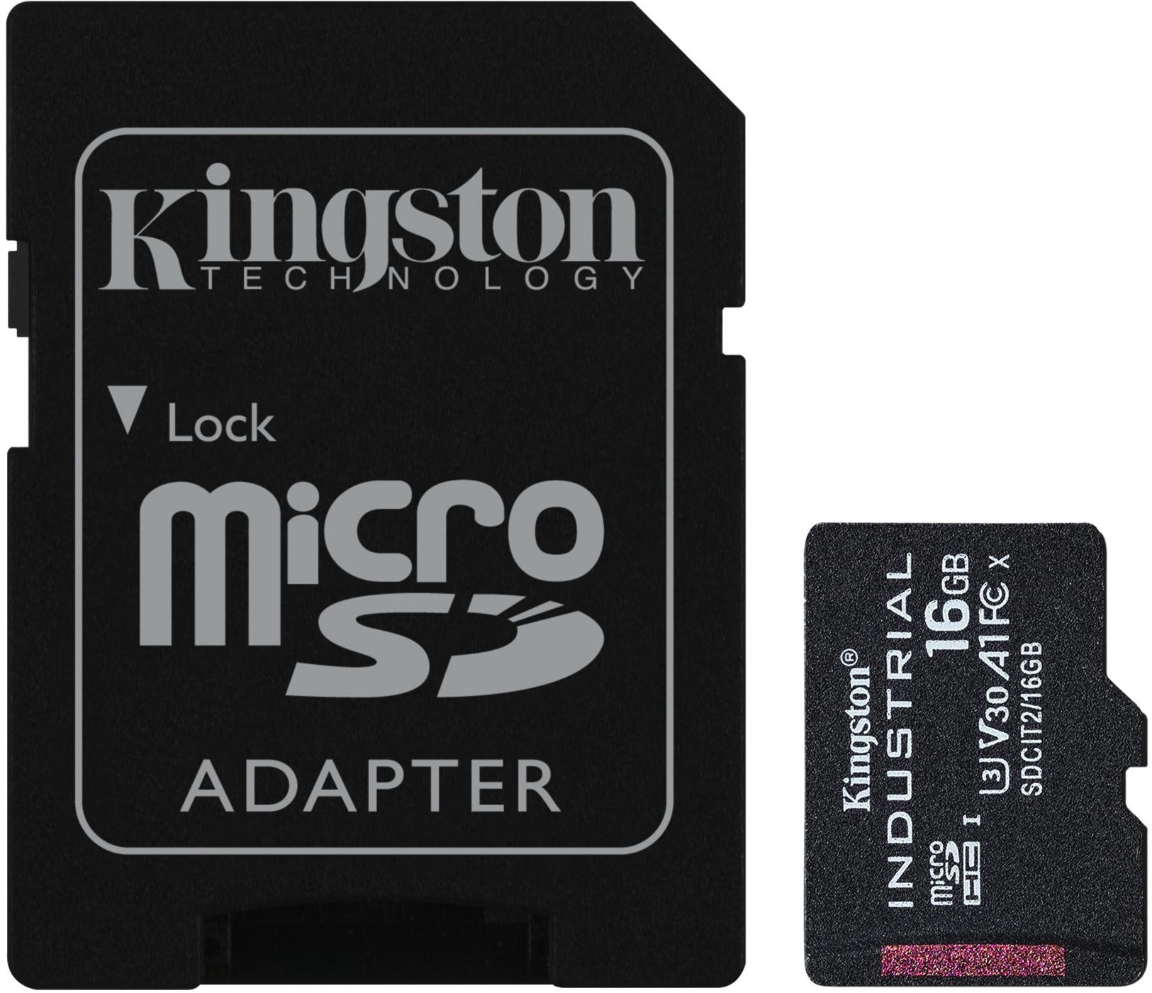 Kingston MicroSDHC 16GB Industrial + SD adapter