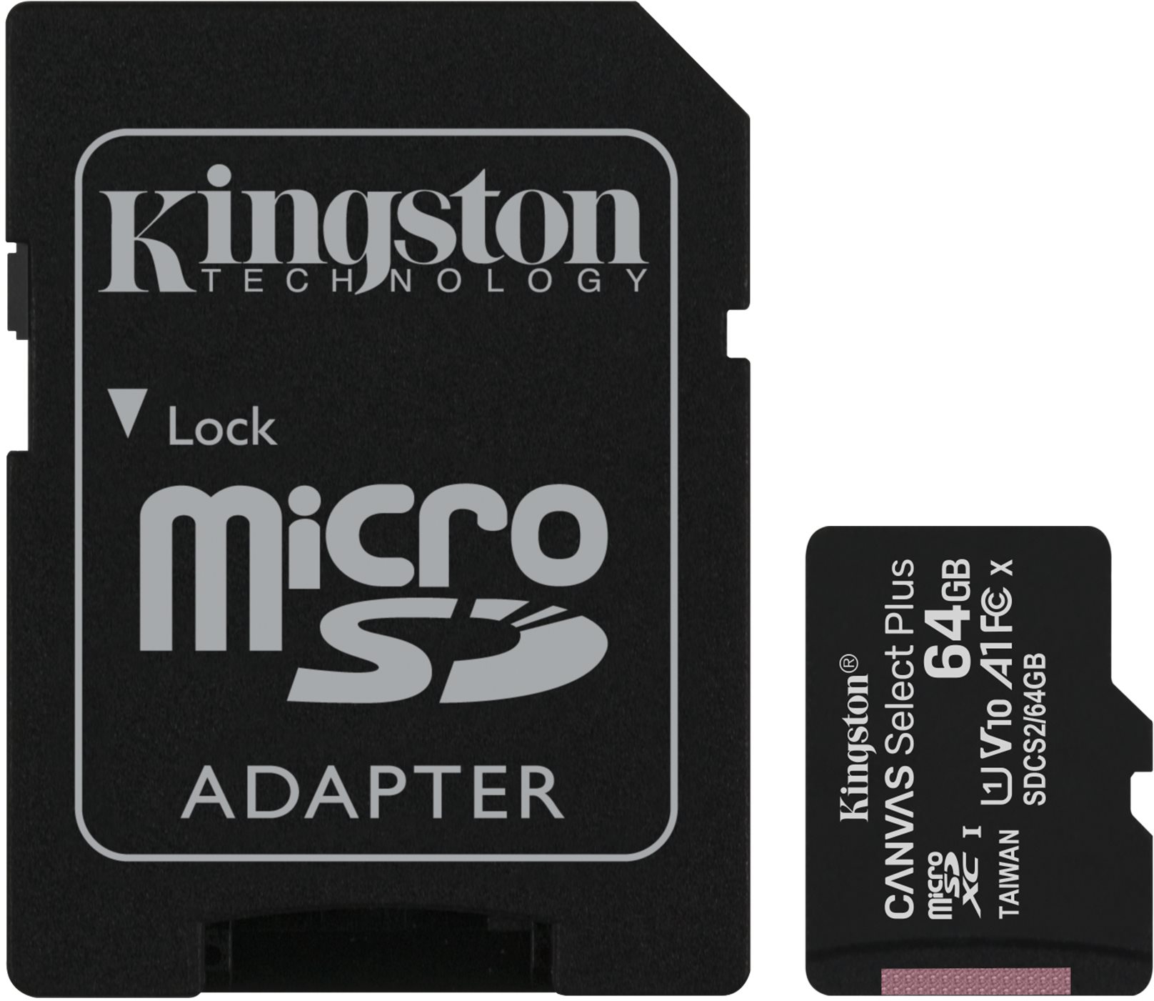 Kingston 64 GB micSDXC Canvas Select Plus 100R A1 C10 kártya + SD adapter