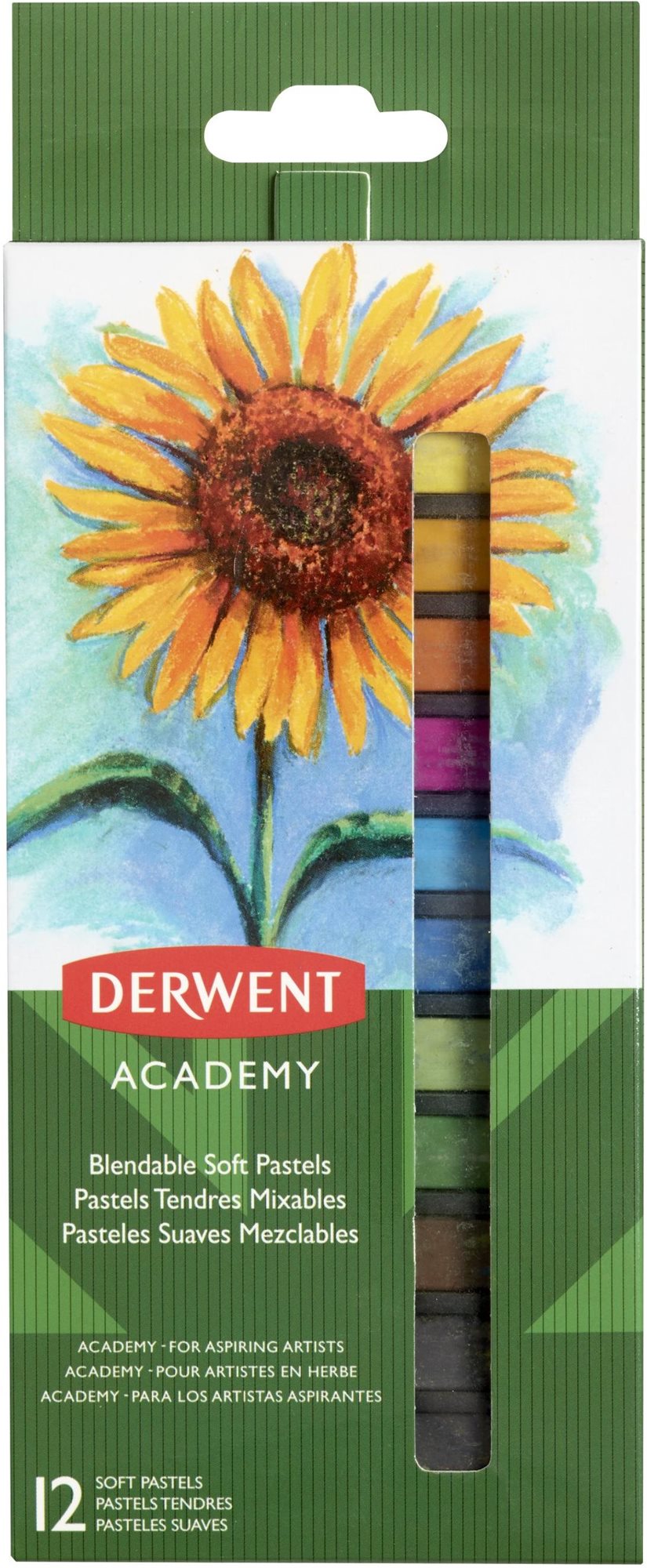 DERWENT Academy Soft Pastels négyzet alakú színes kréták - 12 darabos kiszerelés