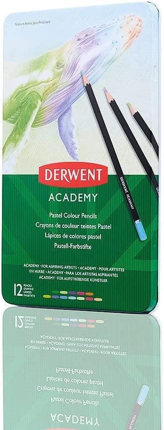 DERWENT Academy Pastel Colour Pencils fémdobozban, hatszögletű, 12 szín