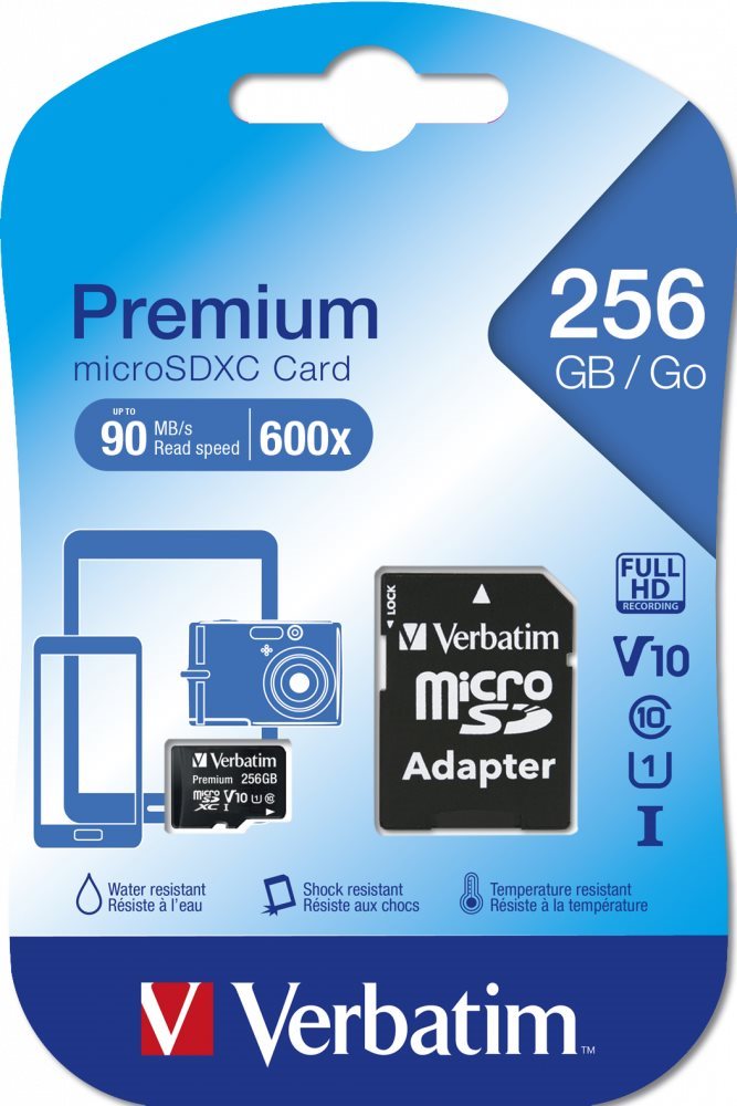 VERBATIM MicroSDXC kártya 256GB Premium, U1 + adapter