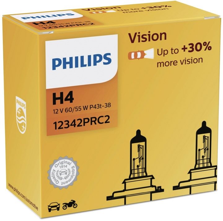 PHILIPS H4 Vision 60/55W, P43t-38 foglalat, 2 db