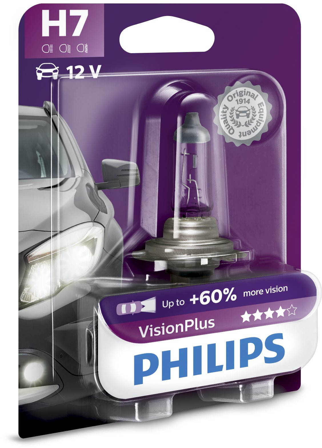 PHILIPS H7 VisionPlus, 55W, aljzat PX26d