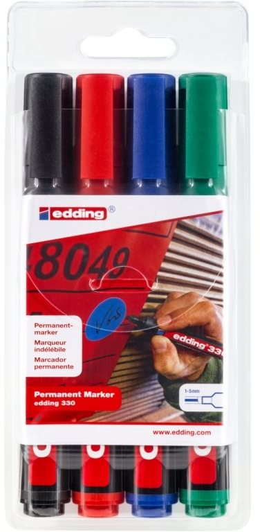EDDING 330 tartós filctoll, 4 színből álló készlet