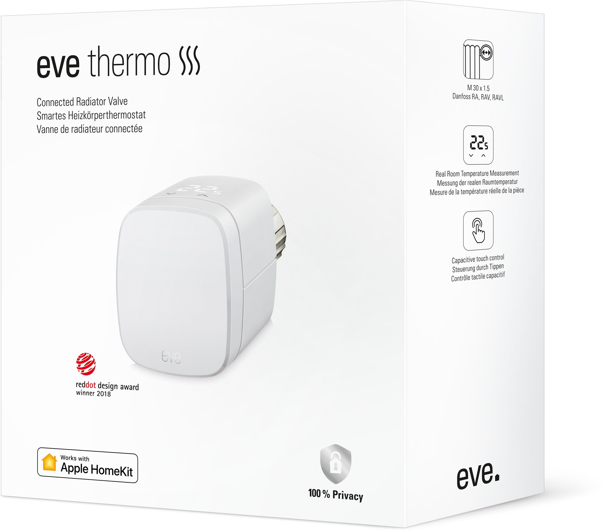 Termosztátfej Eve Thermo Smart Radiator Valve - Tread Compatible