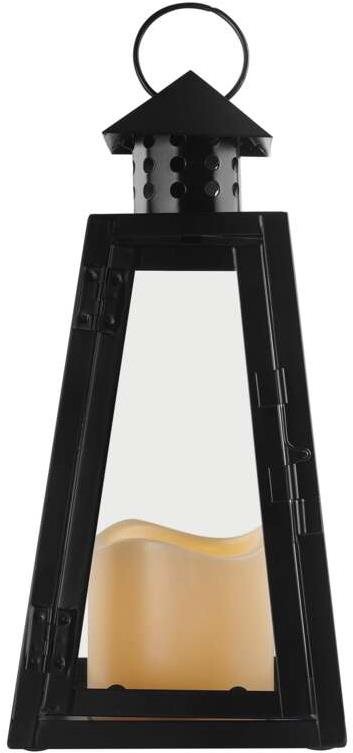 EMOS LED lucerna černá, hranatá, 26,5 cm, 3x AAA, vnitřní, vintage