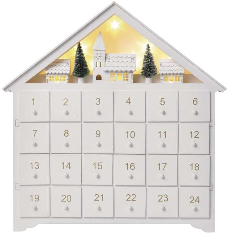 EMOS LED-es fa adventi naptár, 35x33 cm, 2x AA, beltéri, melegfehér, időzítővel