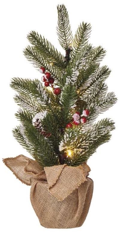EMOS LED karácsonyfa, havas, 52 cm, 3x AA, beltéri, meleg fehér, időzítő