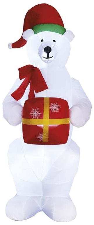 EMOS LED jegesmedve karácsonyi ajándékkal, felfújható, 240 cm, beltéri és kültéri, hidegfehér színű