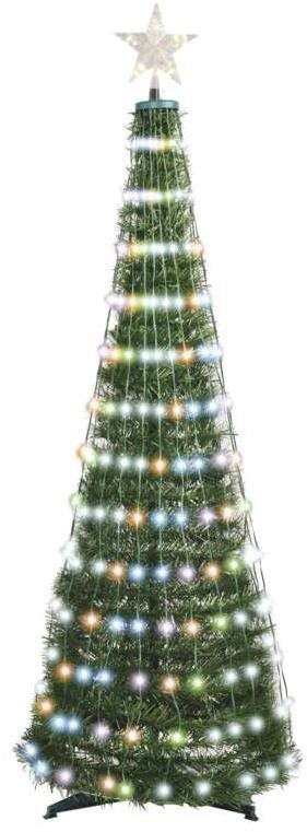 EMOS LED karácsonyfa fényfüzérrel és csillaggal, 1,5 m, beltéri, távirányító, időzítő, RGB