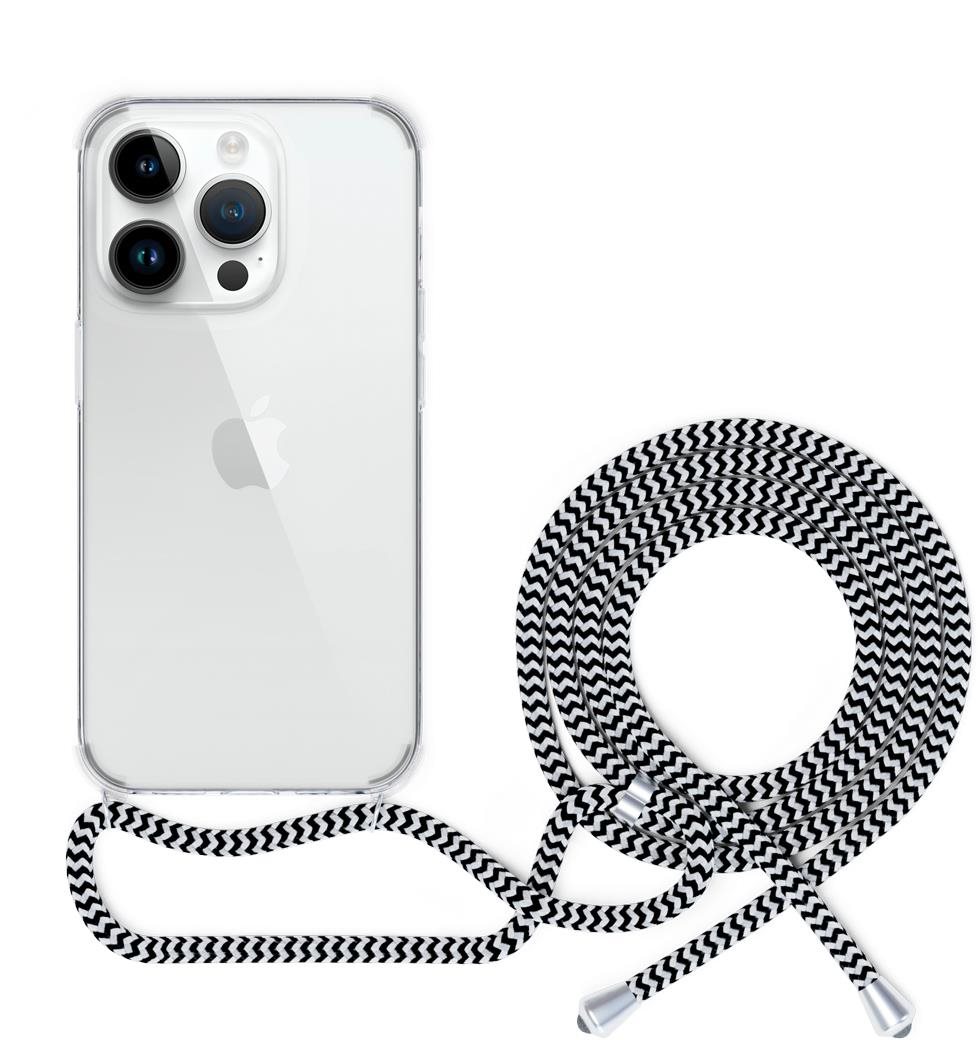 Epico iPhone 13 Pro fekete-fehér átlátszó tok nyakpánttal