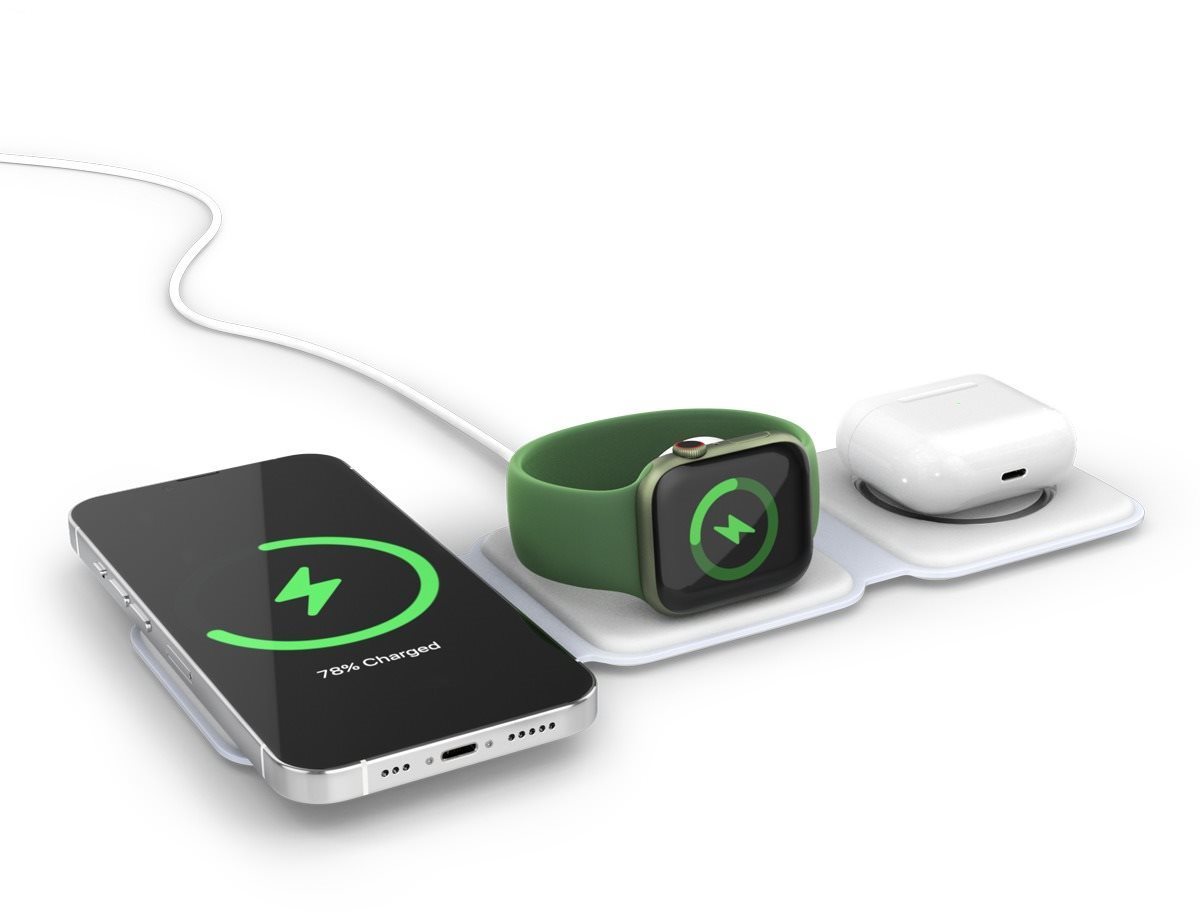 Spello by Epico 3in1 iPhone, Apple Watch, AirPods vezeték nélküli töltő, összecsukható