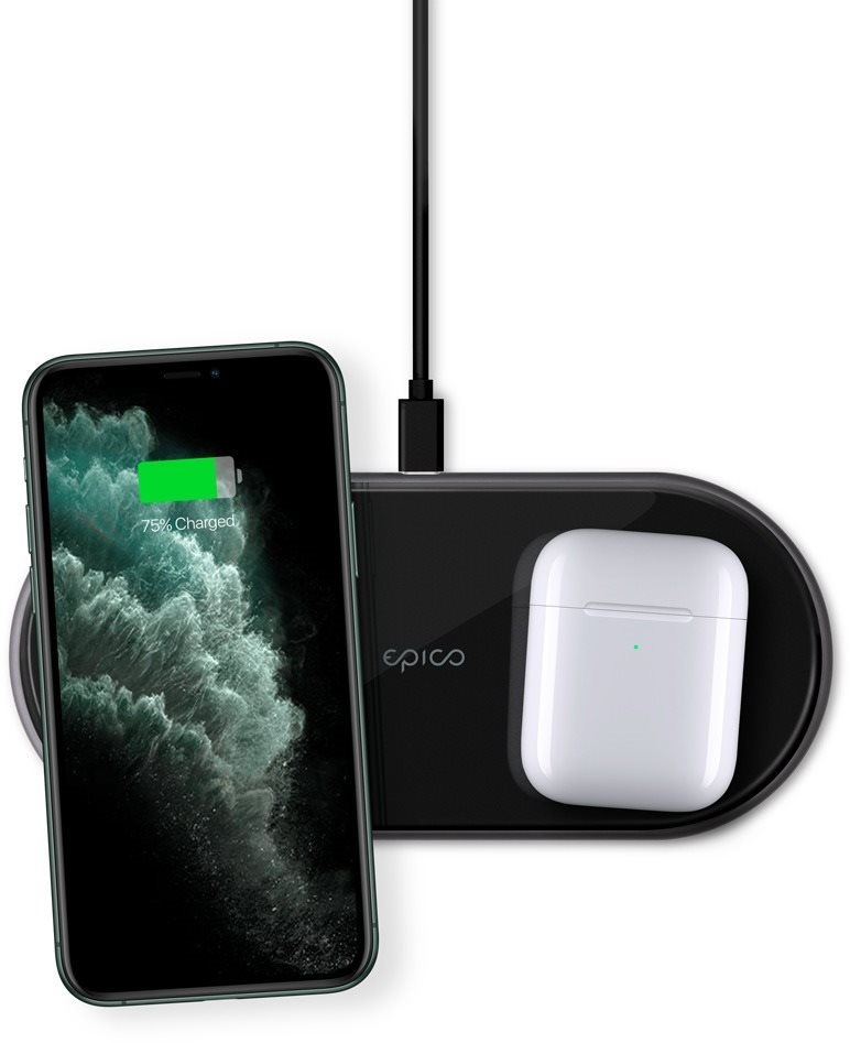 Epico ultravékony duális vezeték nélküli töltő adapterrel - fekete