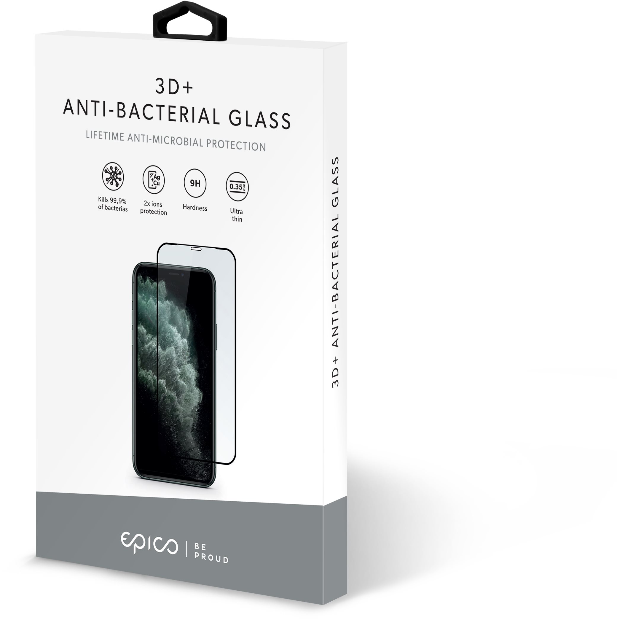 Epico Anti-Bacterial Glass iPhone X/ XS/ 11 Pro 3D+ üvegfólia - fekete