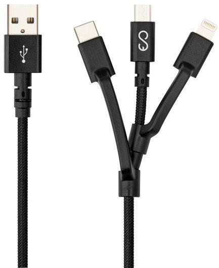 Epico 3in1 USB-C + MicroUSB + Lightning to USB-A - fekete