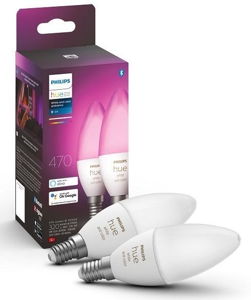 Philips Hue White and Color Ambiance 6W E14 szett 2db