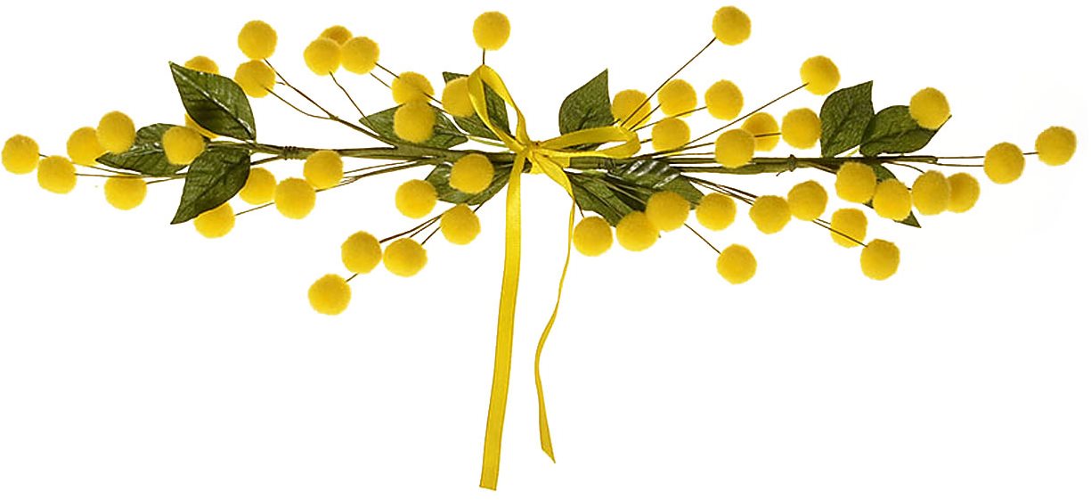 EverGreen mimóza - függő dekoráció, szélessége 43 cm, sárga színű