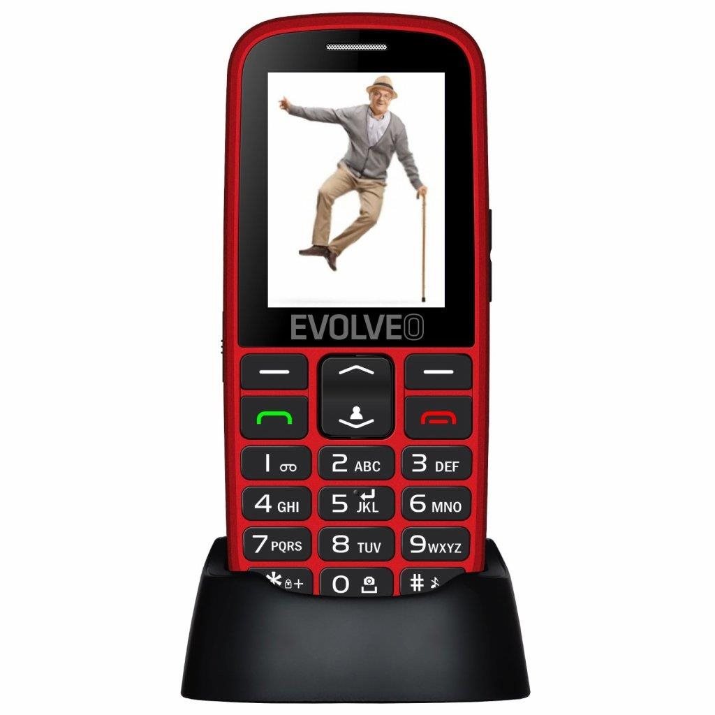 EVOLVEO EasyPhone EG mobiltelefon időseknek töltőállvánnyal, piros