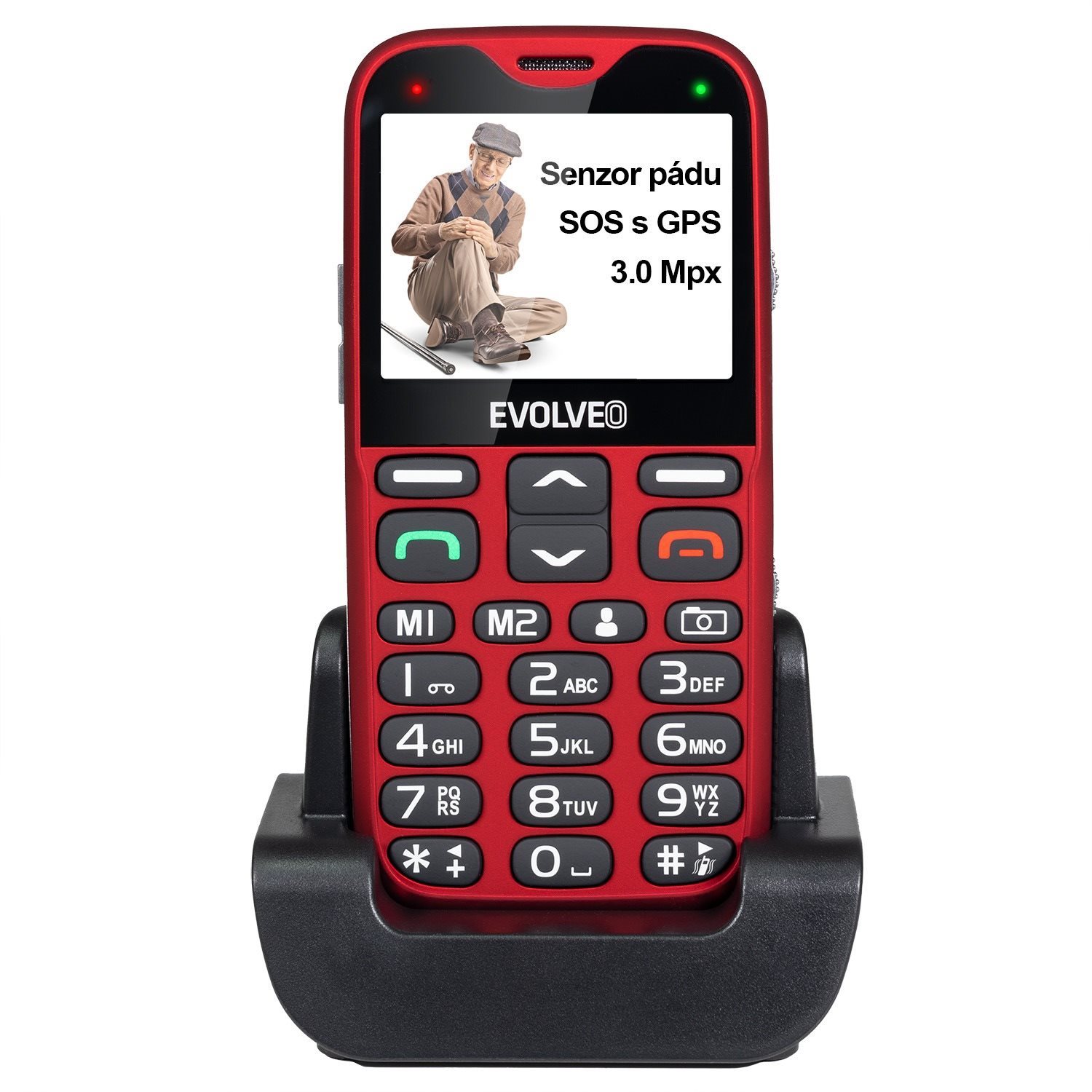 EVOLVEO EasyPhone XG mobiltelefon időseknek töltőállvánnyal, piros