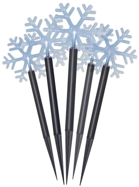 EMOS LED karácsonyi leszúrós hópelyhek, 30 cm, 3x AA, beltéri és kültéri, hideg fehér, időzítő