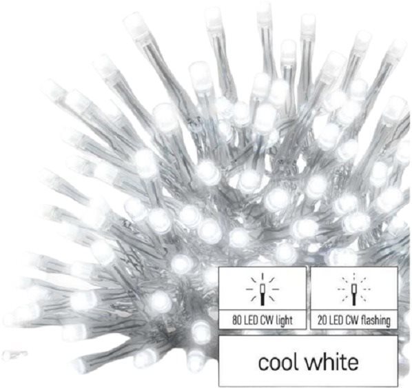 EMOS Standard LED összekötő fényfüzér, villogó - jégcsapok, 2,5 m, kültéri, hideg fehér