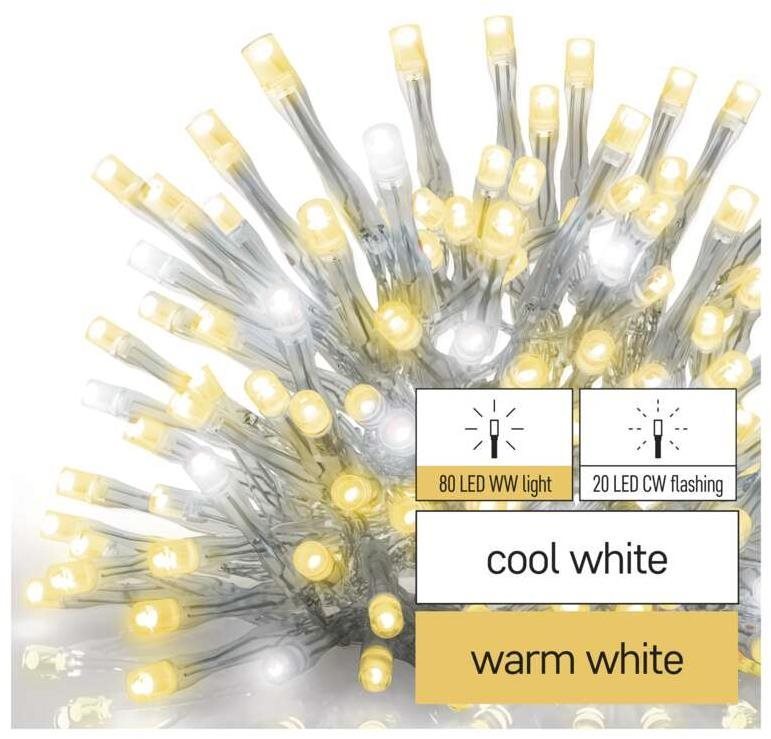 EMOS Standard LED lánc villogó - jégcsapok, 2,5 m, kültéri, meleg/hideg fehér