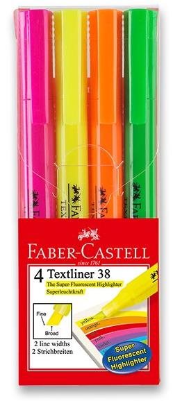 FABER-CASTELL Textliner 38 szuperfluoreszcens, 4 szín