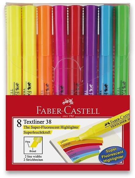FABER-CASTELL Textliner 38 szuperfluoreszcens, 8 szín
