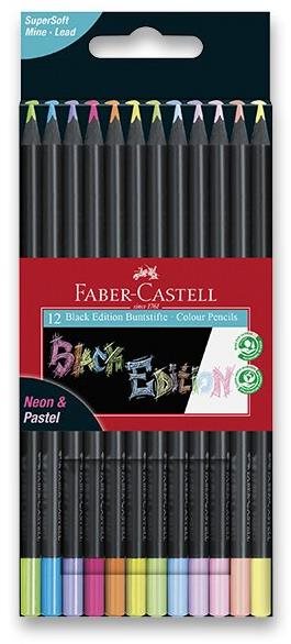 FABER-CASTELL Black Edition Neon/Pastel, 12 színű