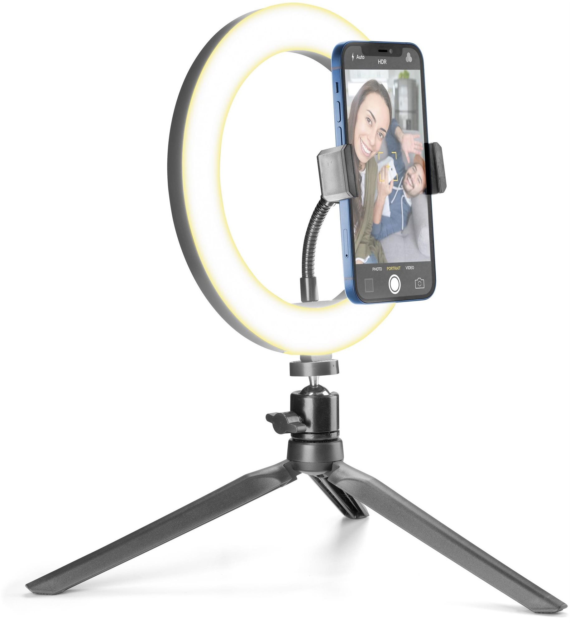 Cellularline Selfie Ring LED fénnyel szelfi fotókhoz és videókhoz, fekete színben